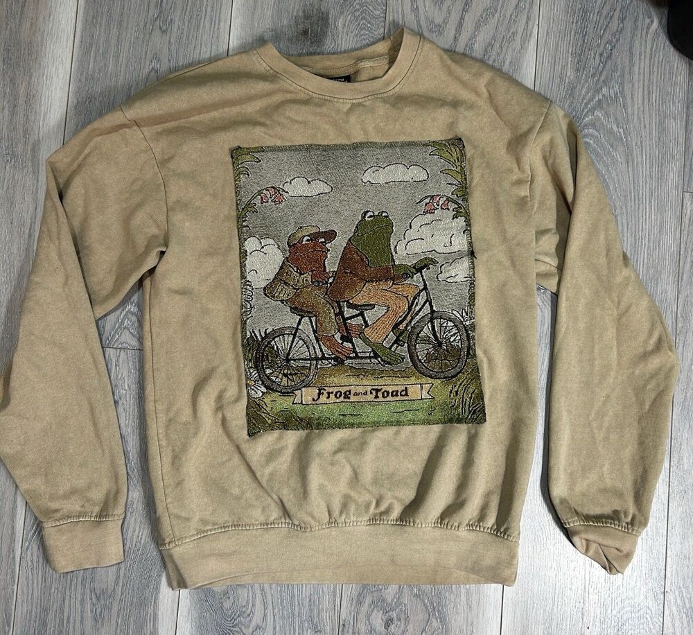 Frog and Toad Best Friends Beige Long Sleeve Vintage Sweat Shirt Medium Tapestry